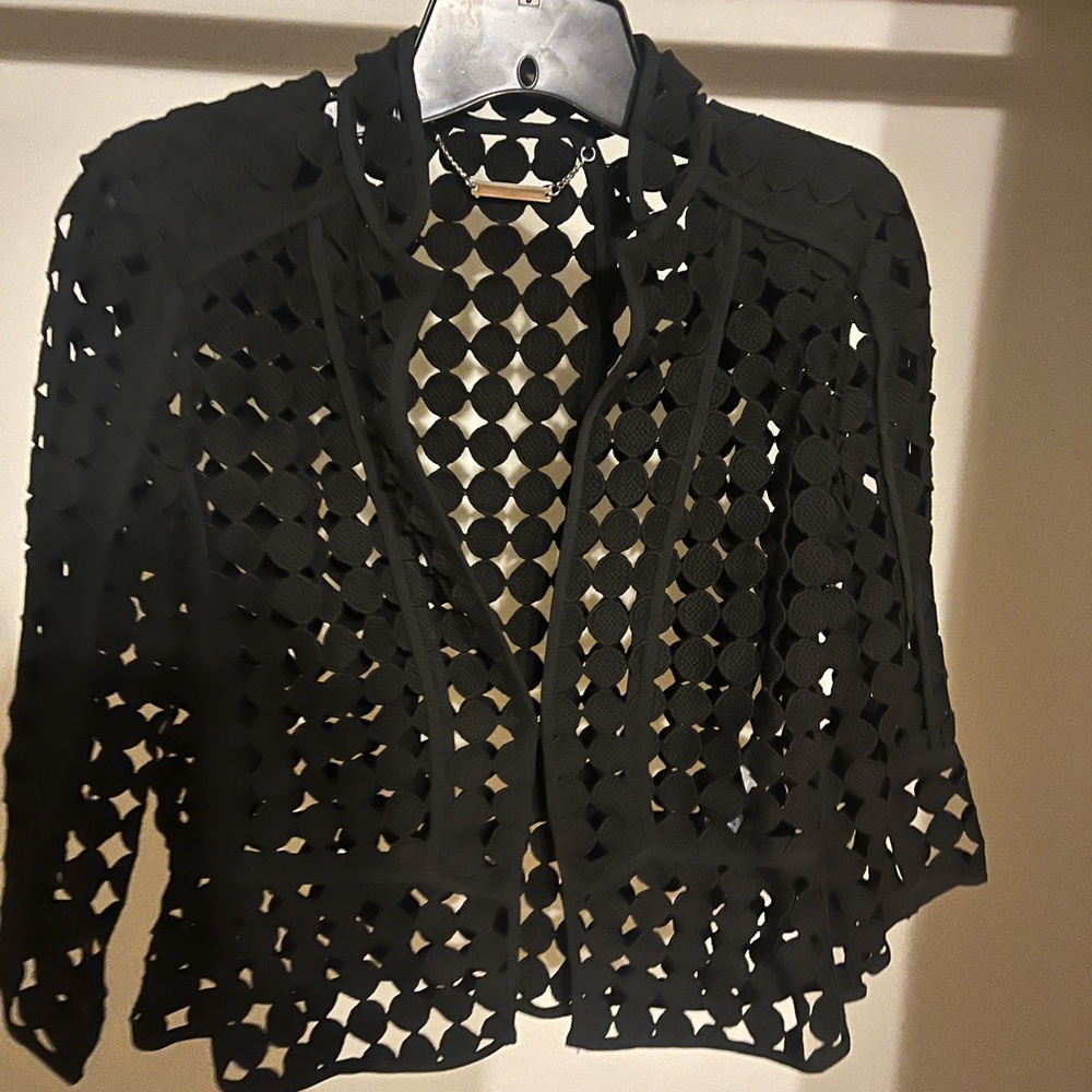 Black Eyelet Blazer 3/4 Sleeve Size 2